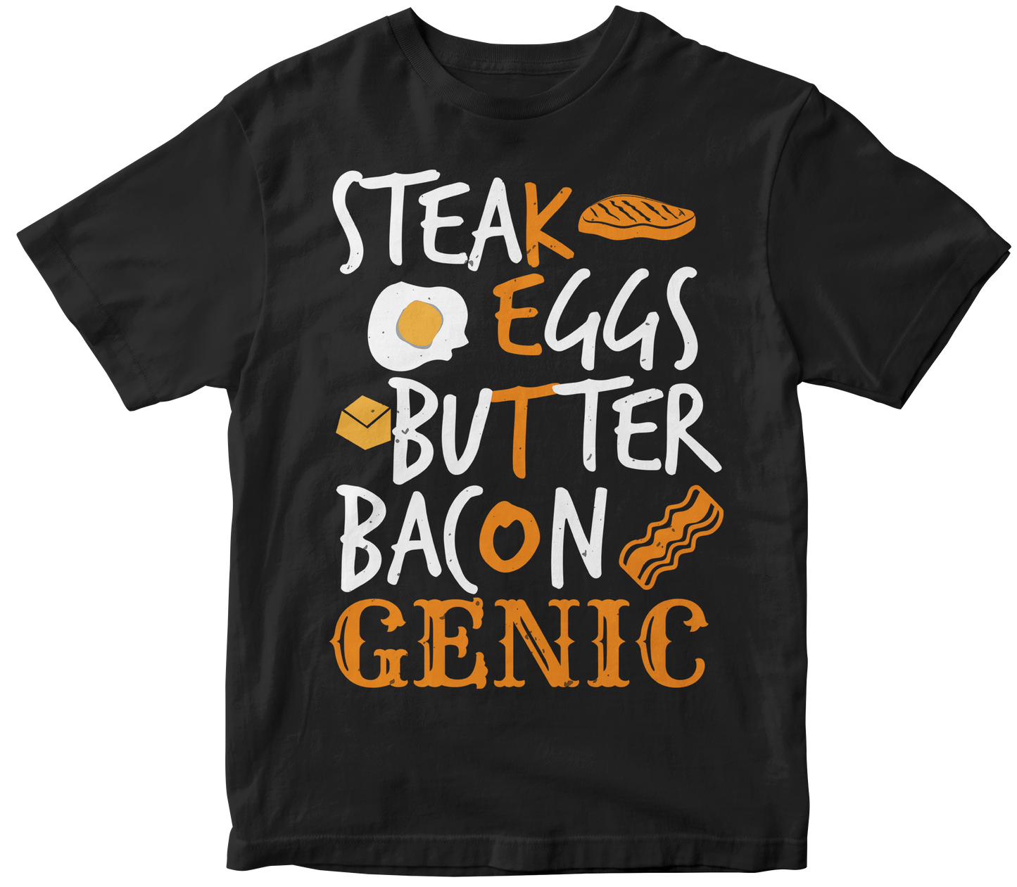 Steak eggs butter bacon genic