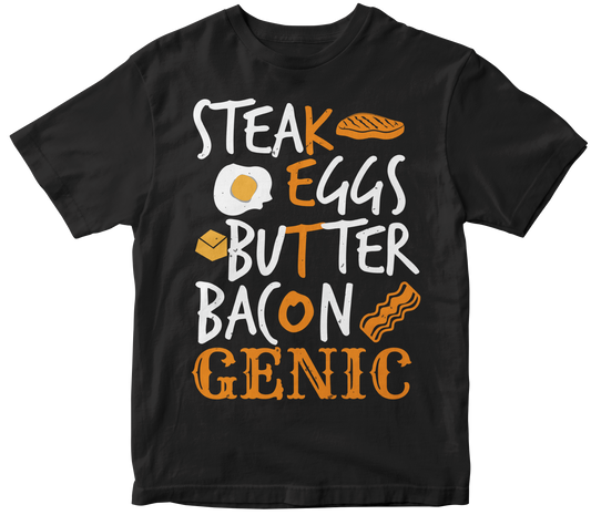 Steak eggs butter bacon genic